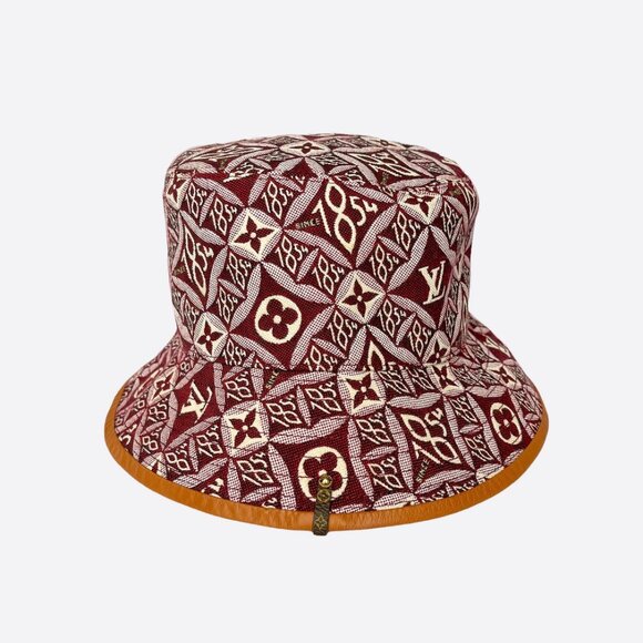 New Authentic LOUIS VUITTON Monogram Since 1854 Jacquard Bucket Hat Burgundy S - Picture 5 of 14